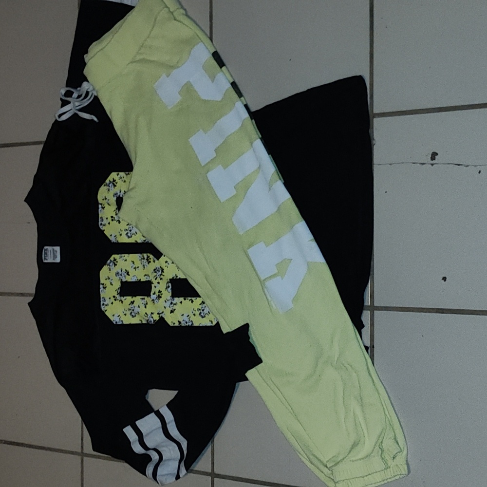 Black and Yellow 86 Jersey Style Top with Yellow PINK Sweatpants